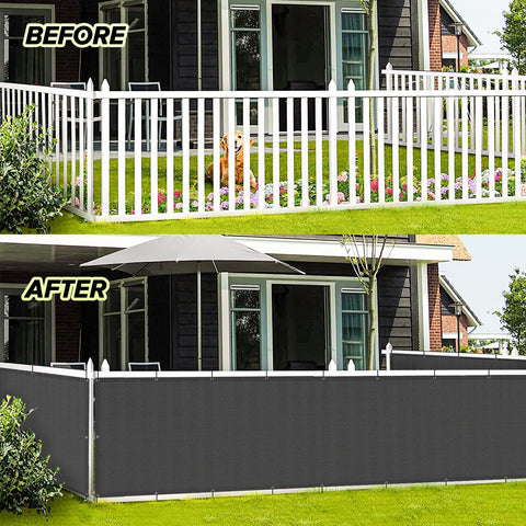 Love Story HDPE privacy fence for deck with UV protection.