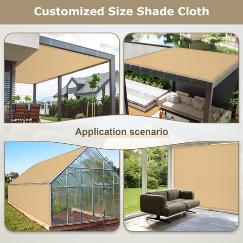 Sand color 8x12 shade cloth suitable for patios and outdoor rooms.