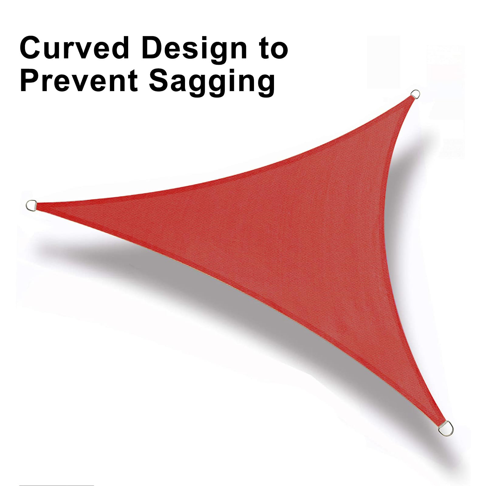 LOVE STORY Terra Red triangle shade sail outdoors under pergola on a sunny day.