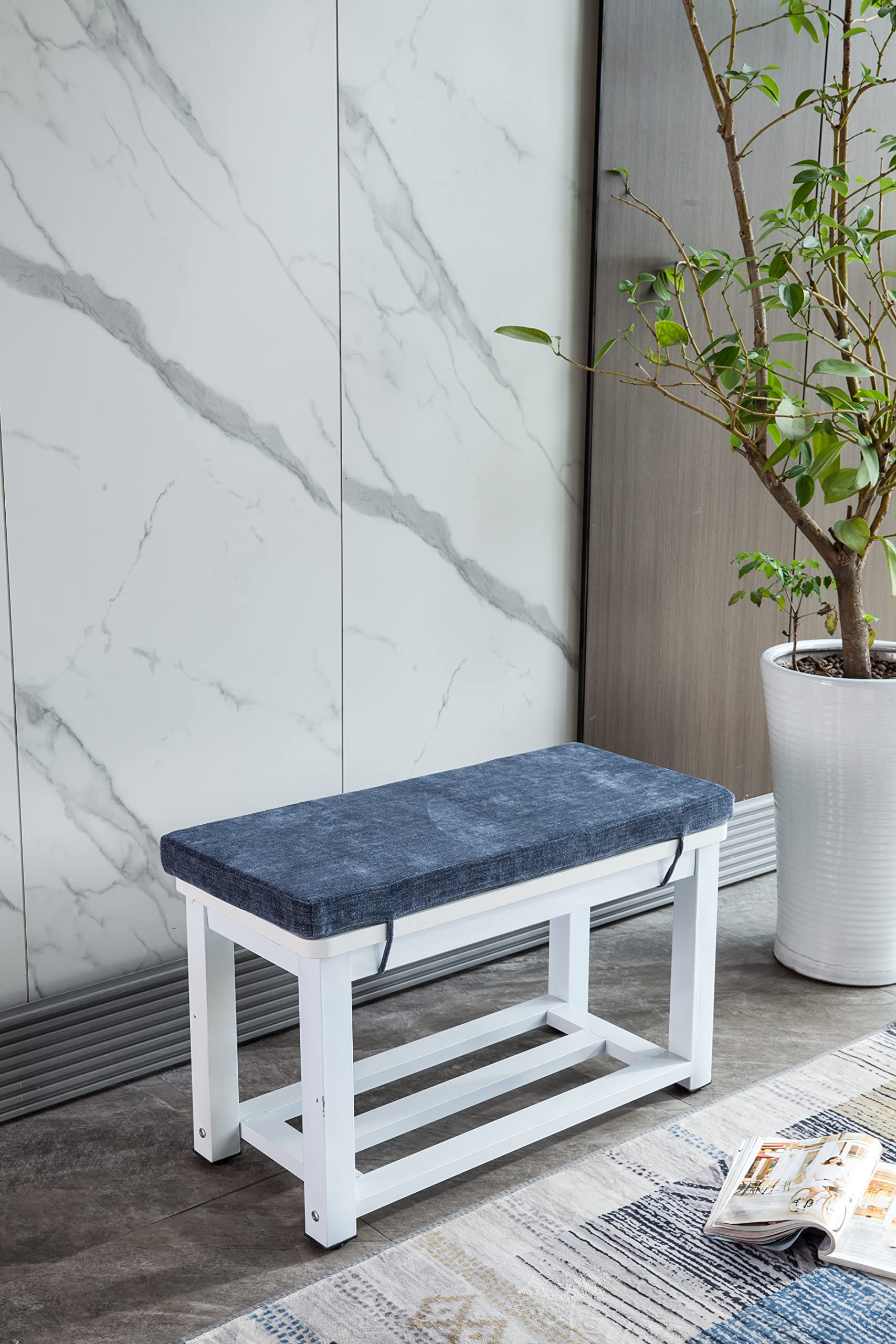 Loveboat bench cushion showing removable chenille cover for easy washing