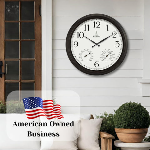 Lovely Home Essentials 24in clock large dial for quick outdoor viewing.