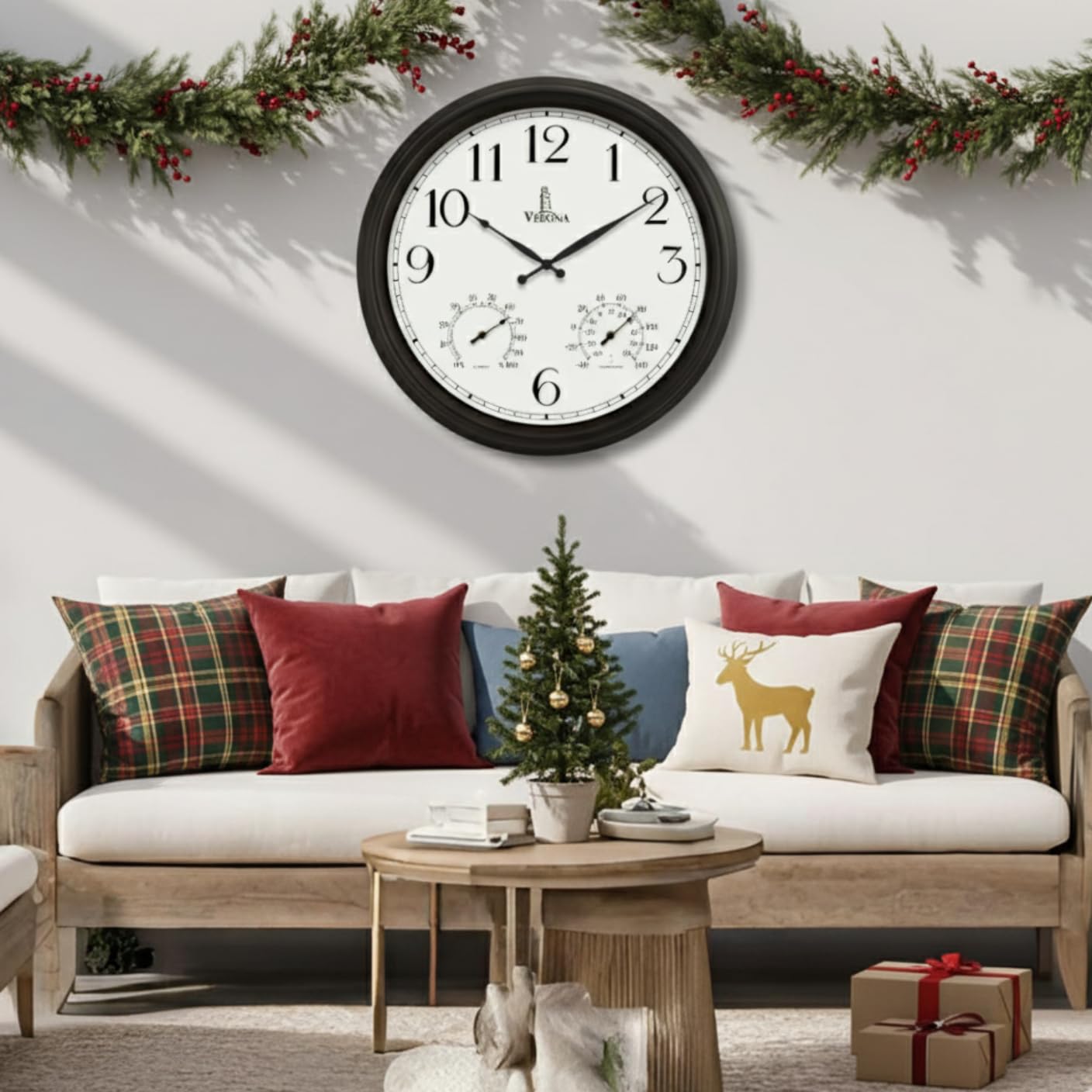 Lovely Home Essentials durable materials clock for year-round weather use.