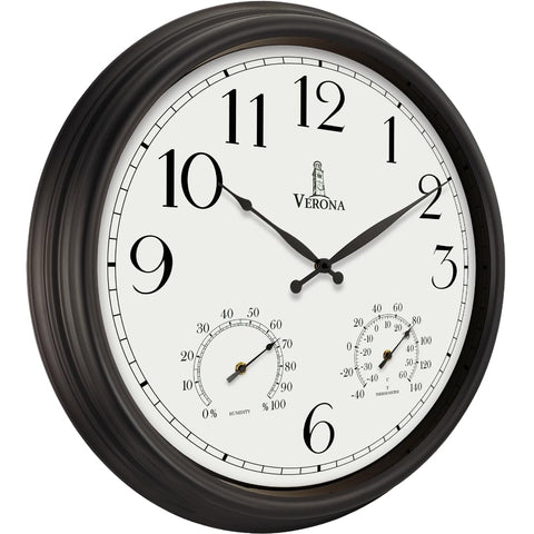 Lovely Home Essentials 24in outdoor clock on patio, easy-to-read from afar.
