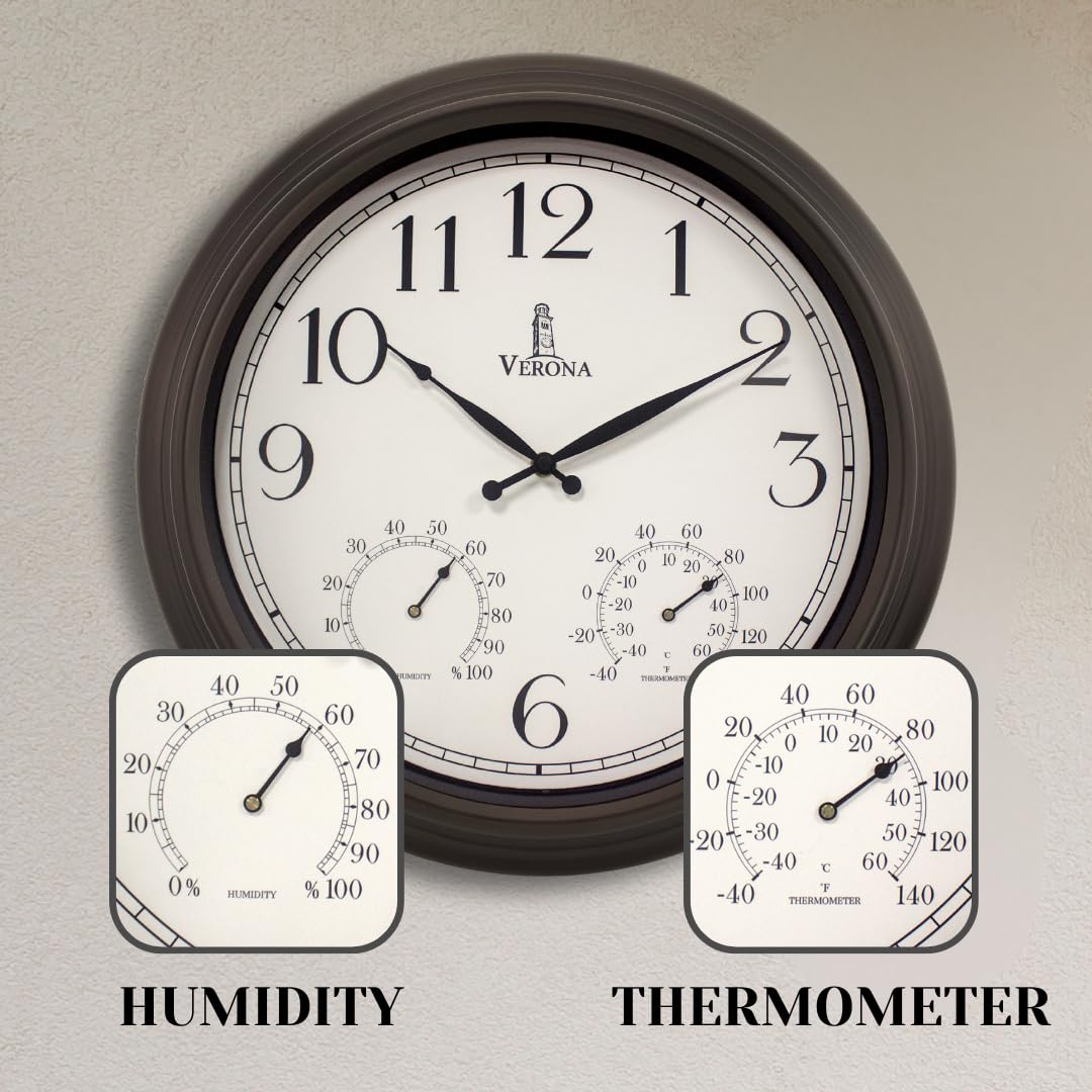Lovely Home Essentials weatherproof clock withstands rain and sun for year-round use