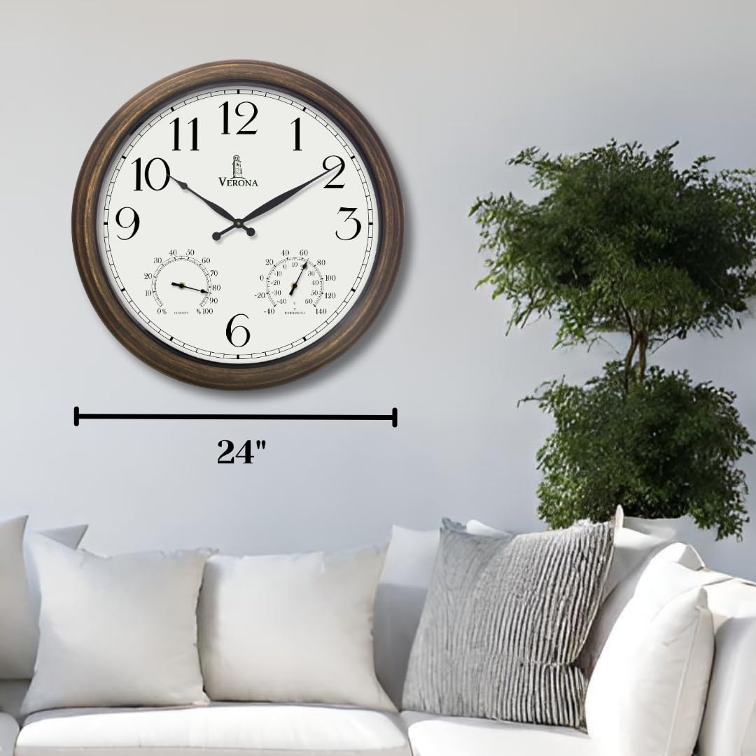 Lovely Home Essentials weatherproof patio clock with UV-resistant frame