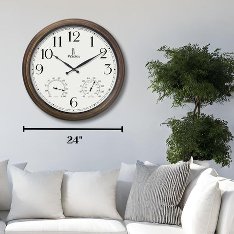 Lovely Home Essentials weatherproof patio clock with UV-resistant frame