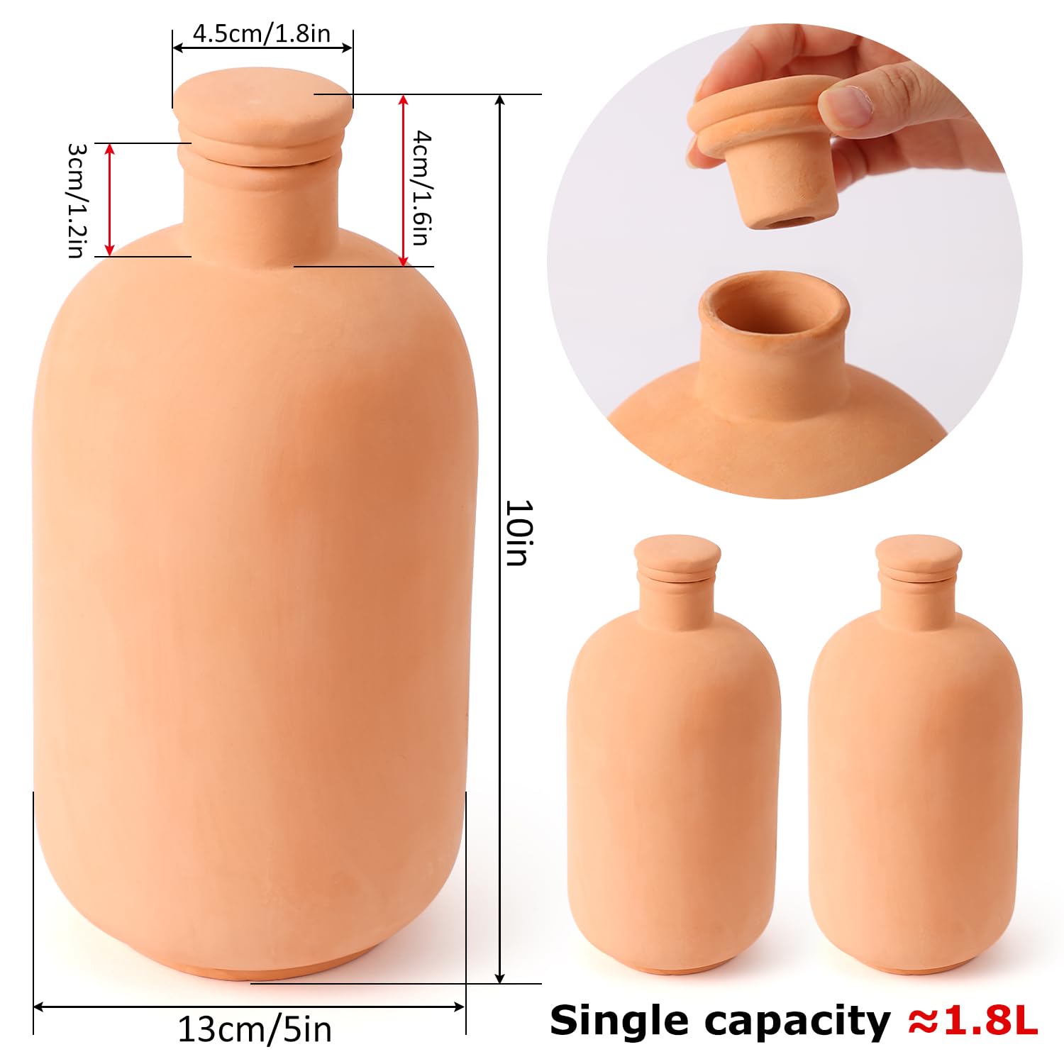 Lovely Ran terracotta watering ball buried in soil signals moisture level.
