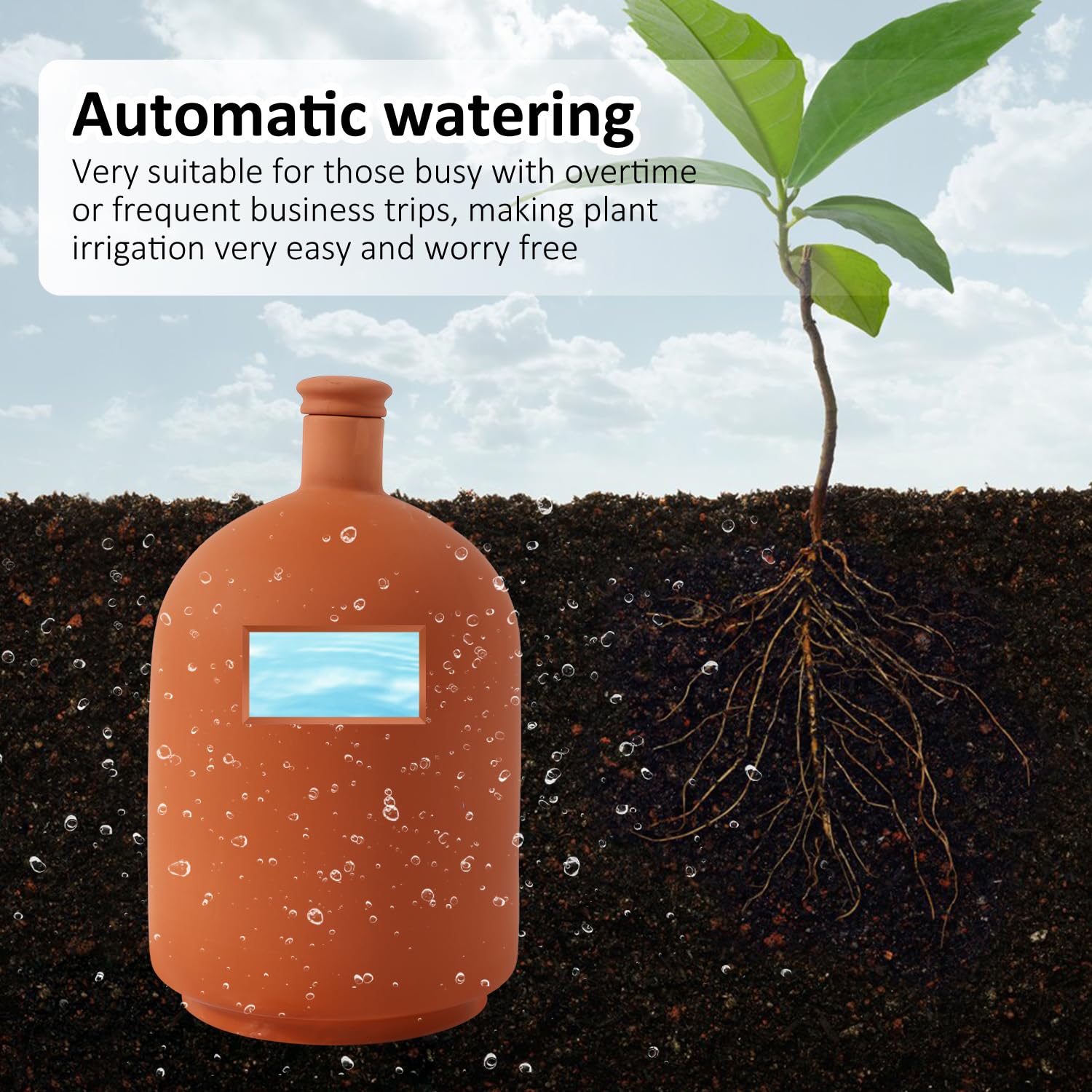 Lovely Ran large reservoir bulb delivers extended irrigation without frequent refills