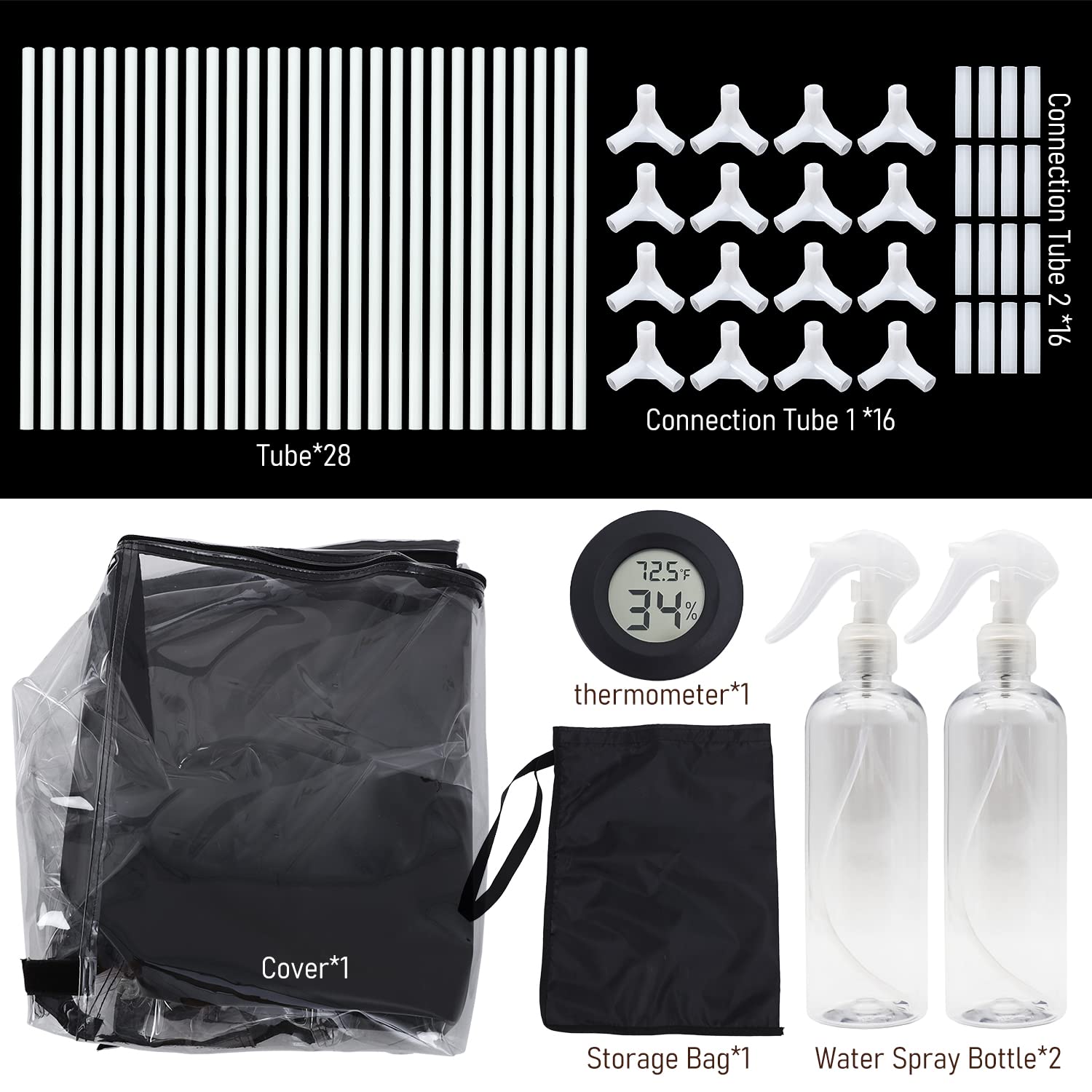 Lovely Ran two 300 ml water bottles included for quick setup and hydration during cultivation.