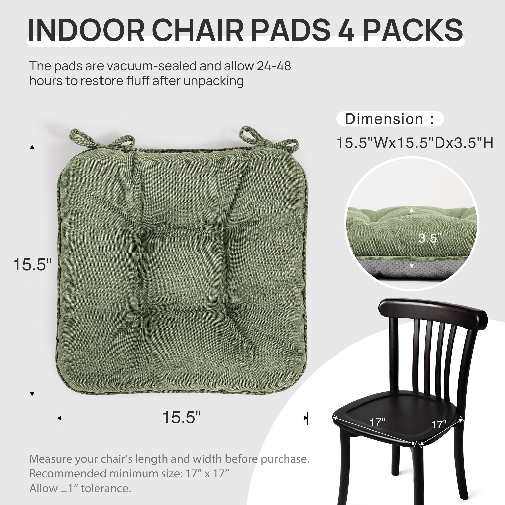 Love's cabin green memory foam chair cushions close-up shows plush foam for pressure relief.