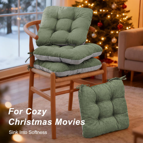 Love's cabin green memory foam chair cushions are machine washable for easy cleaning.