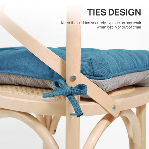 Blue Love's cabin cushions on outdoor patio chair for all-day comfort.