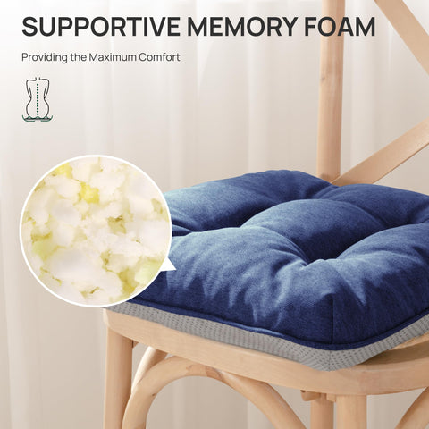 Love's cabin memory foam cushions with navy blue fabric for indoor or outdoor use.