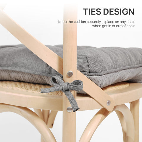 Love's cabin memory foam chair cushions with attached ties, staying in place during use.