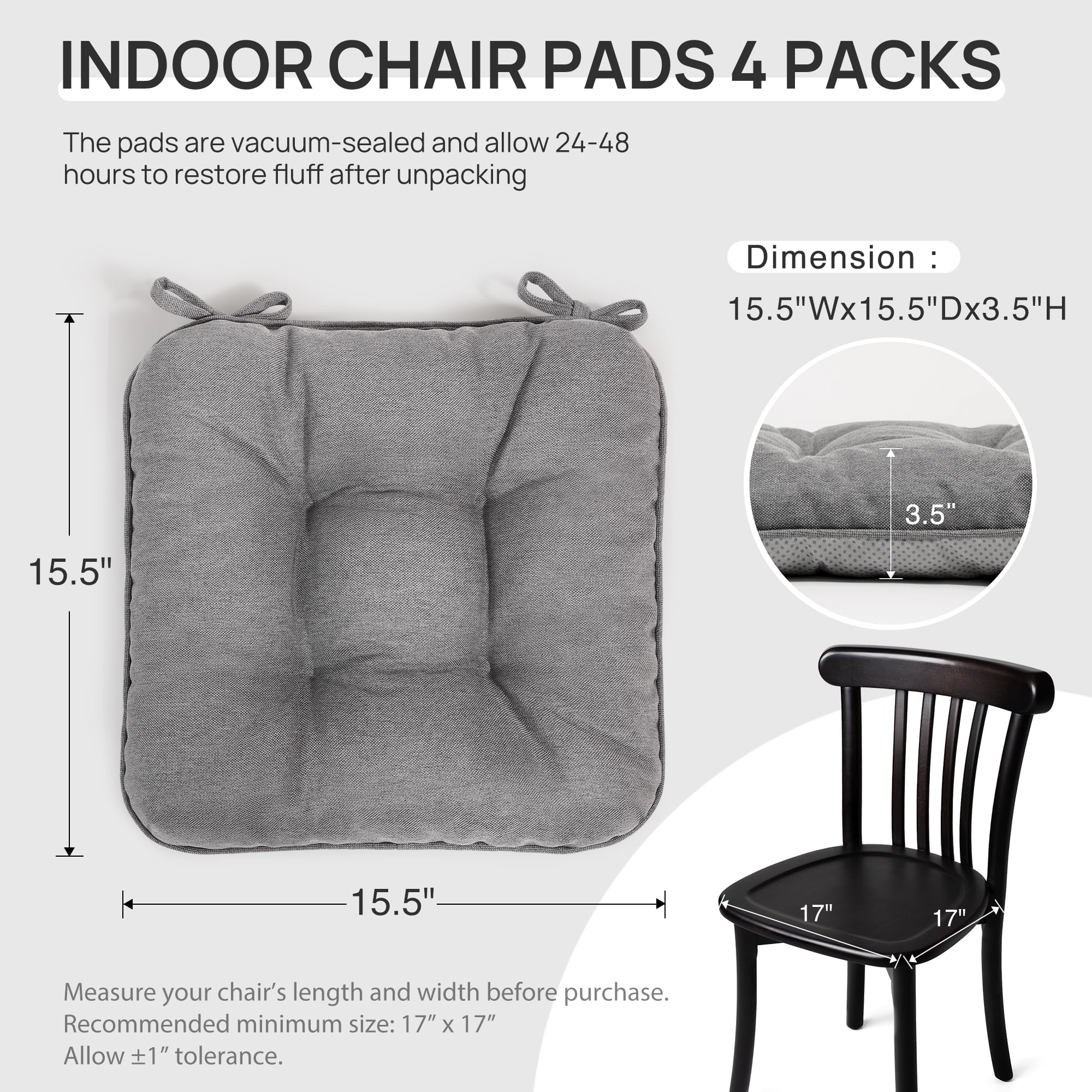 Love's cabin memory foam chair cushions on a dining chair, offering plush comfort during meals.