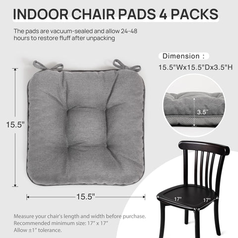 Love's cabin memory foam chair cushions on a dining chair, offering plush comfort during meals.