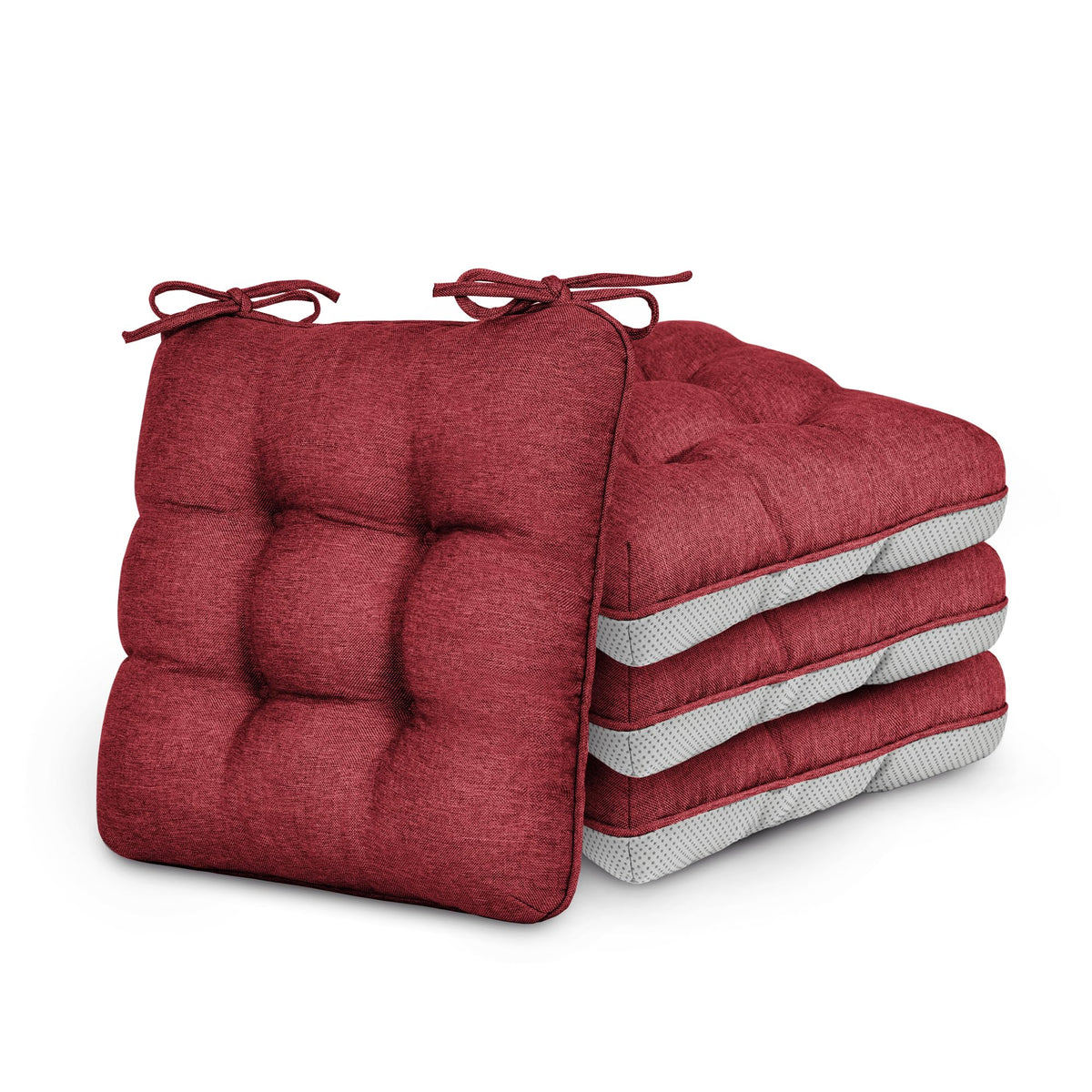 Love's cabin memory foam chair cushions set of 4 arranged for versatile comfort.