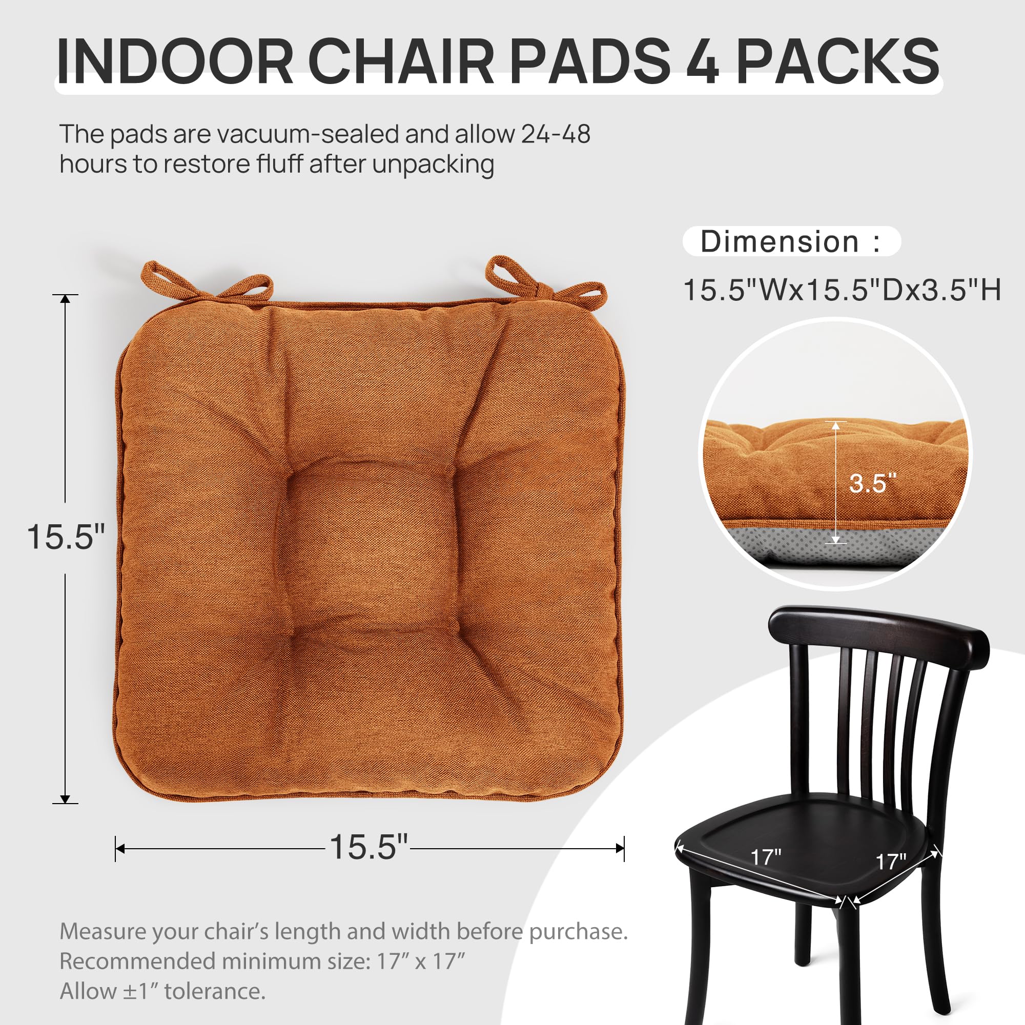 Love's cabin seat pads on terracotta dining chair highlighting plush support.