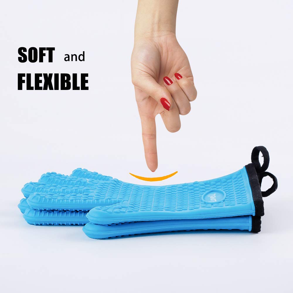 Loveuing waterproof, non-slip gloves provide safe cooking and grilling.