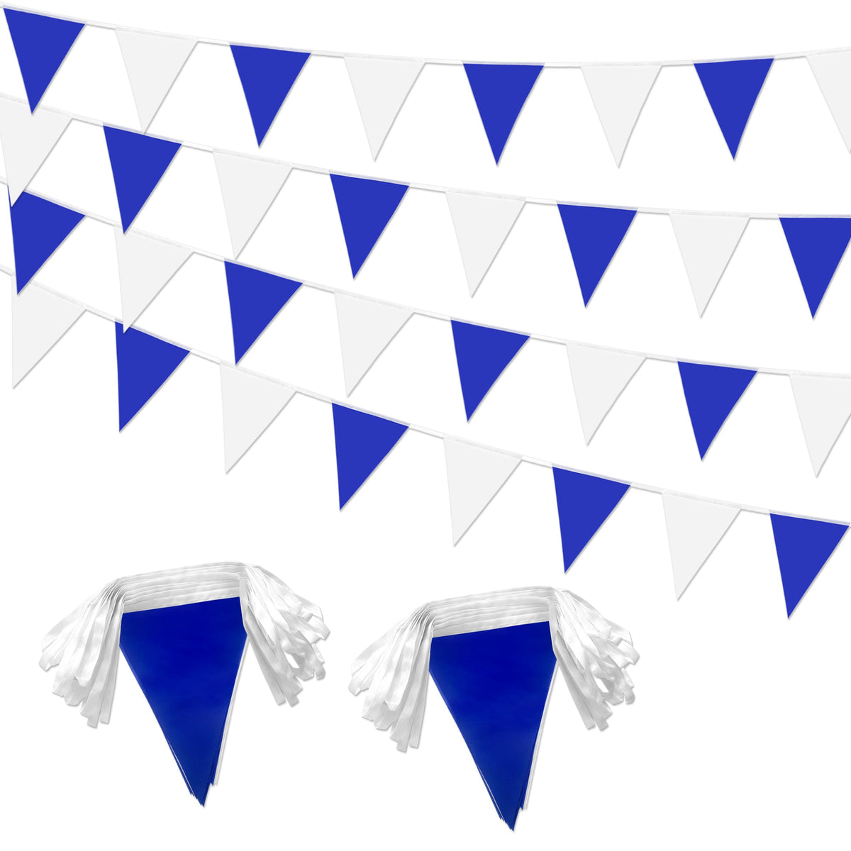 LoveVC pennant banner blue and white overview for outdoor events