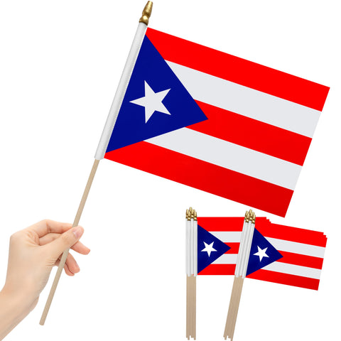 LoveVC Puerto Rico flag on wood stick ready for party decor.