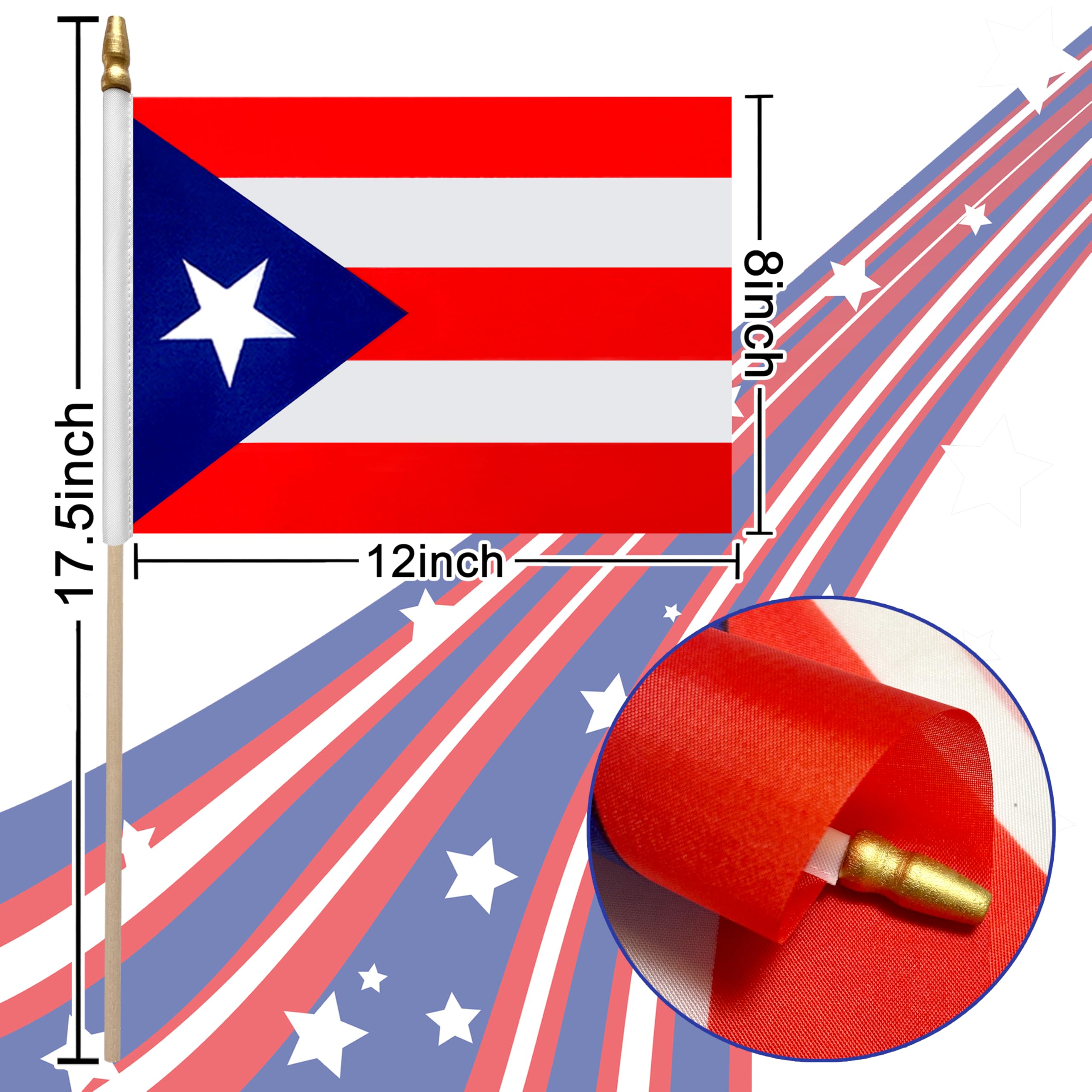 LoveVC Puerto Rico flag handheld display ideal for classroom celebrations.