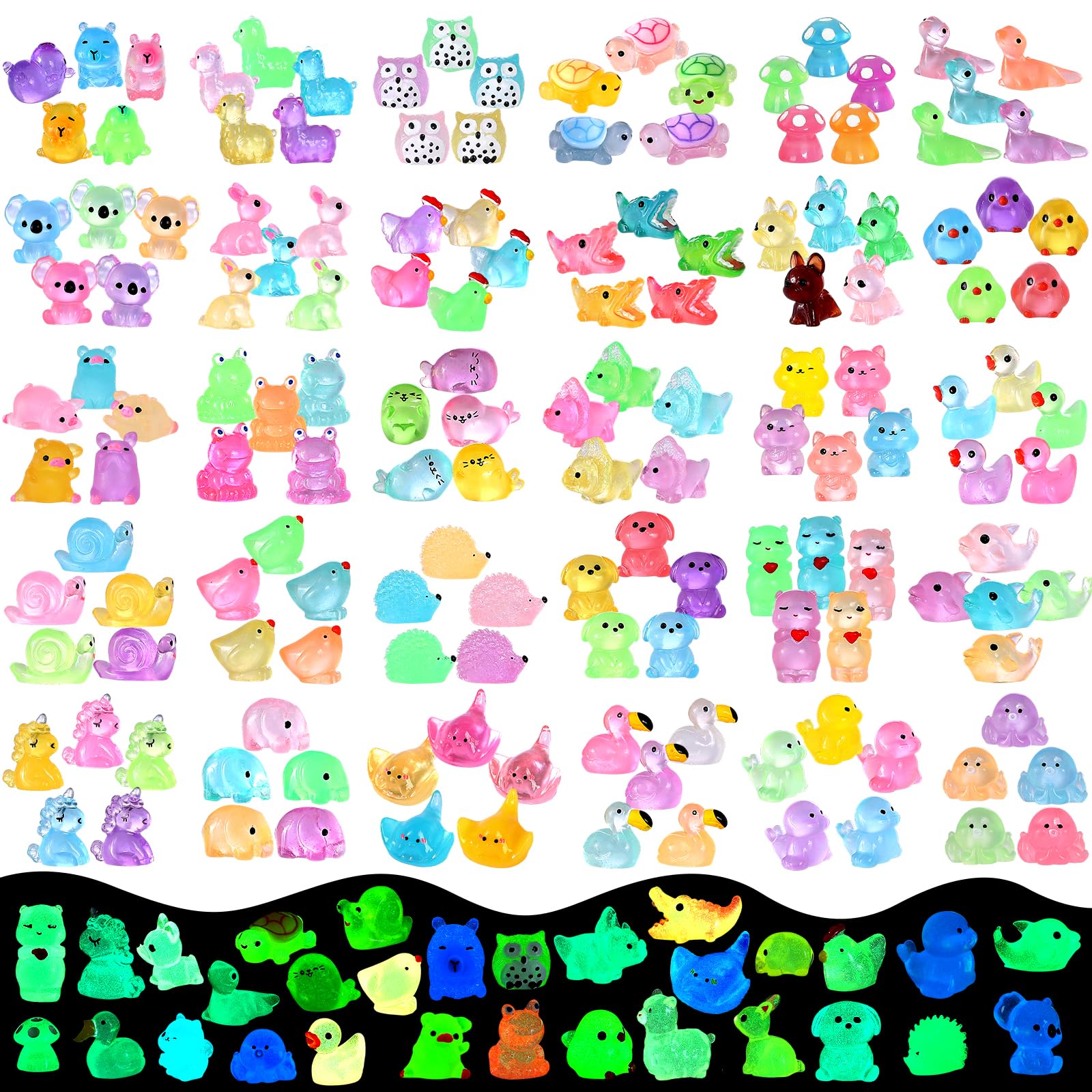 LOVEXIRAN luminous mini resin animals glow at night for dollhouses and displays