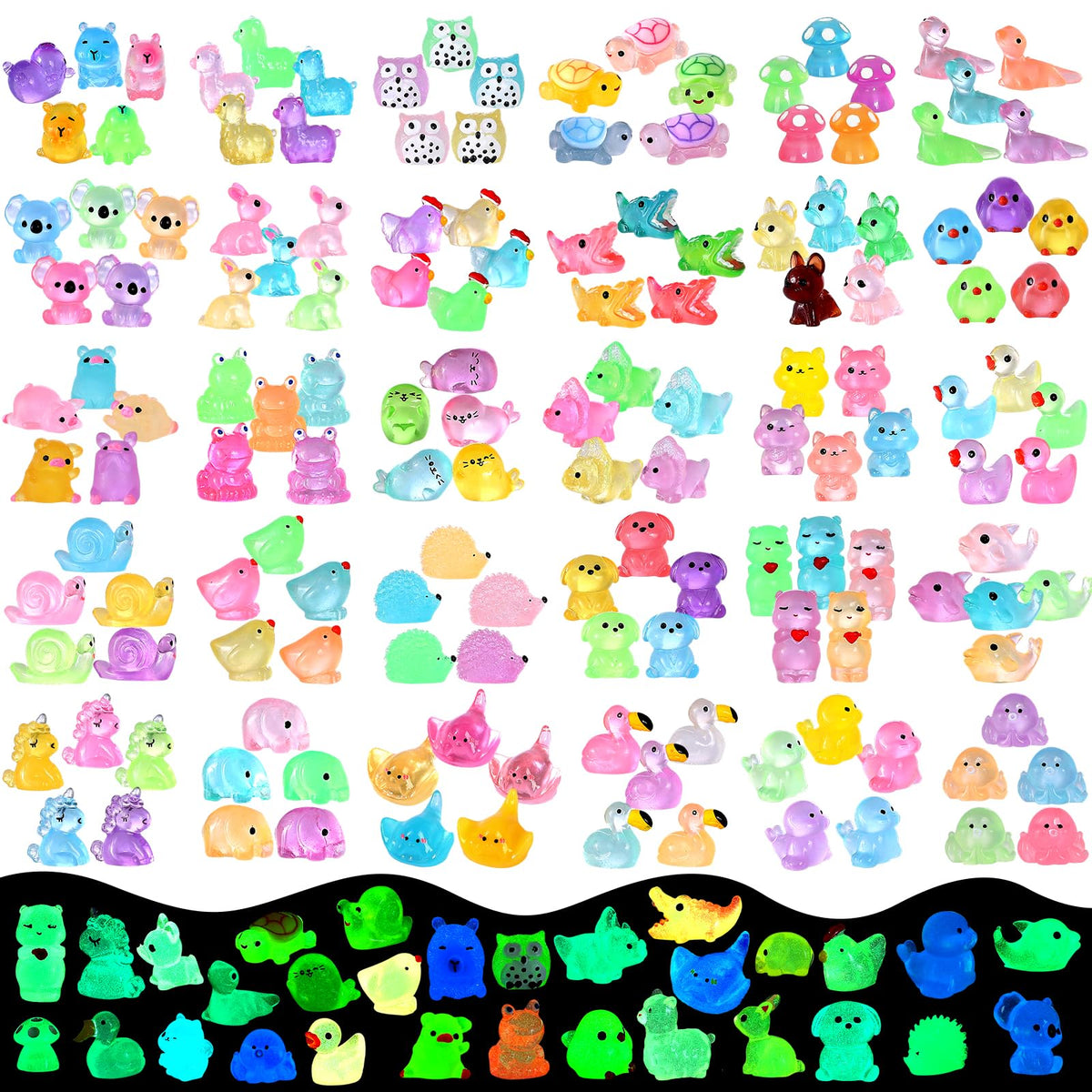 LOVEXIRAN luminous mini resin animals glow at night for dollhouses and displays