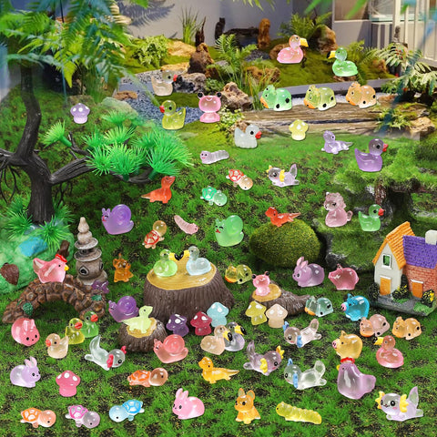 LOVEXIRAN luminous mini resin animals rabbits glow softly for whimsical gardens