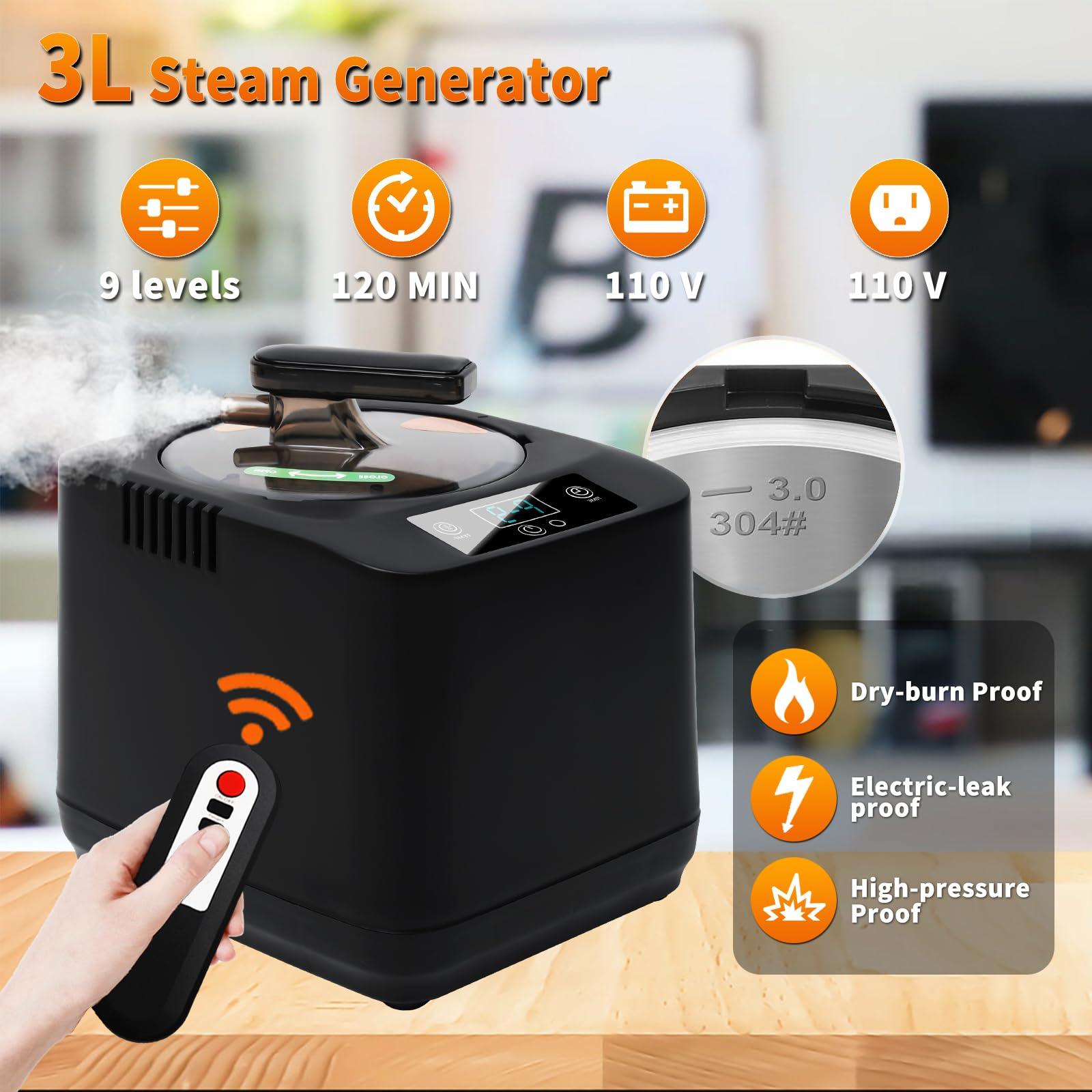 LovHomdecr 3L water tank delivers steady steam for longer sessions