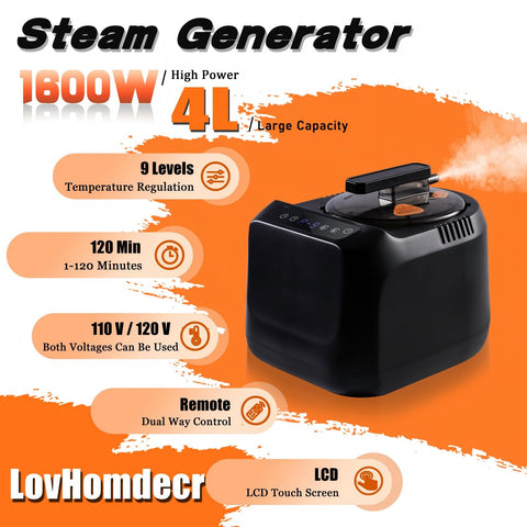 LovHomdecr four-liter steam generator showing steady heat for quick sessions.