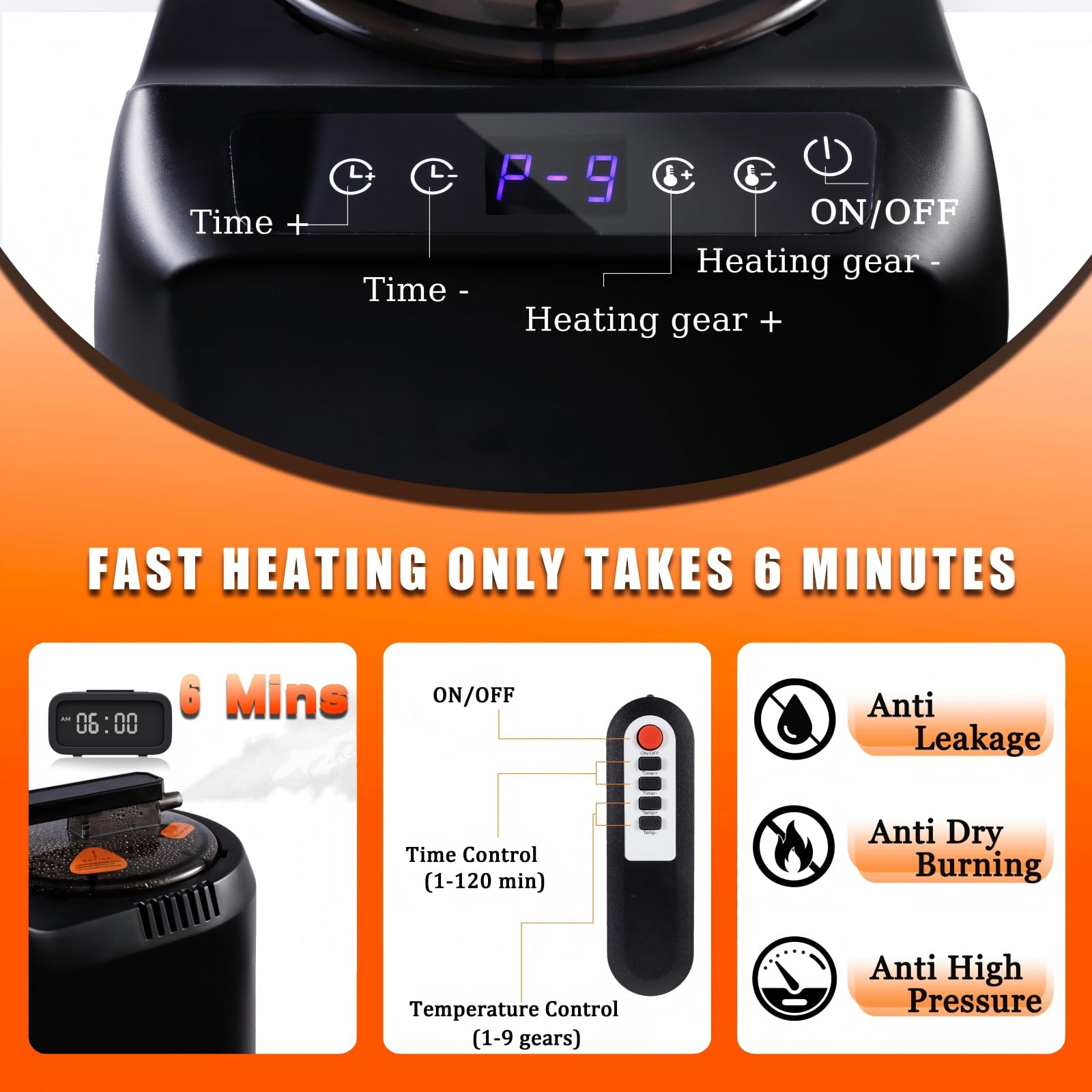 LovHomdecr nine-level temperature control panel for precise session customization.
