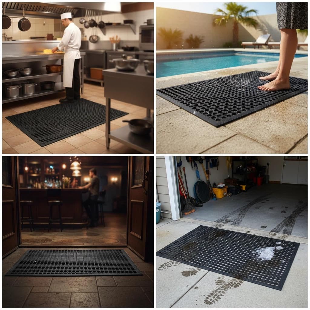 Lovinland poolside entrance mat is designed to withstand outdoor use near wet areas.