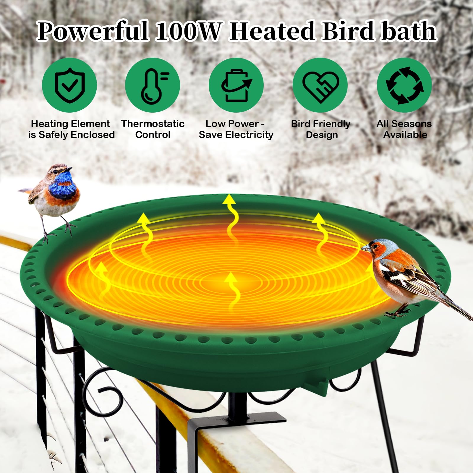 Lovppy 100W heated bath maintains unfrozen water outdoors