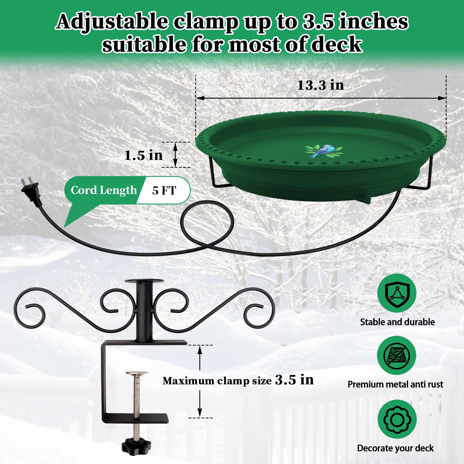 Lovppy anti rust deck clamp holds bath securely