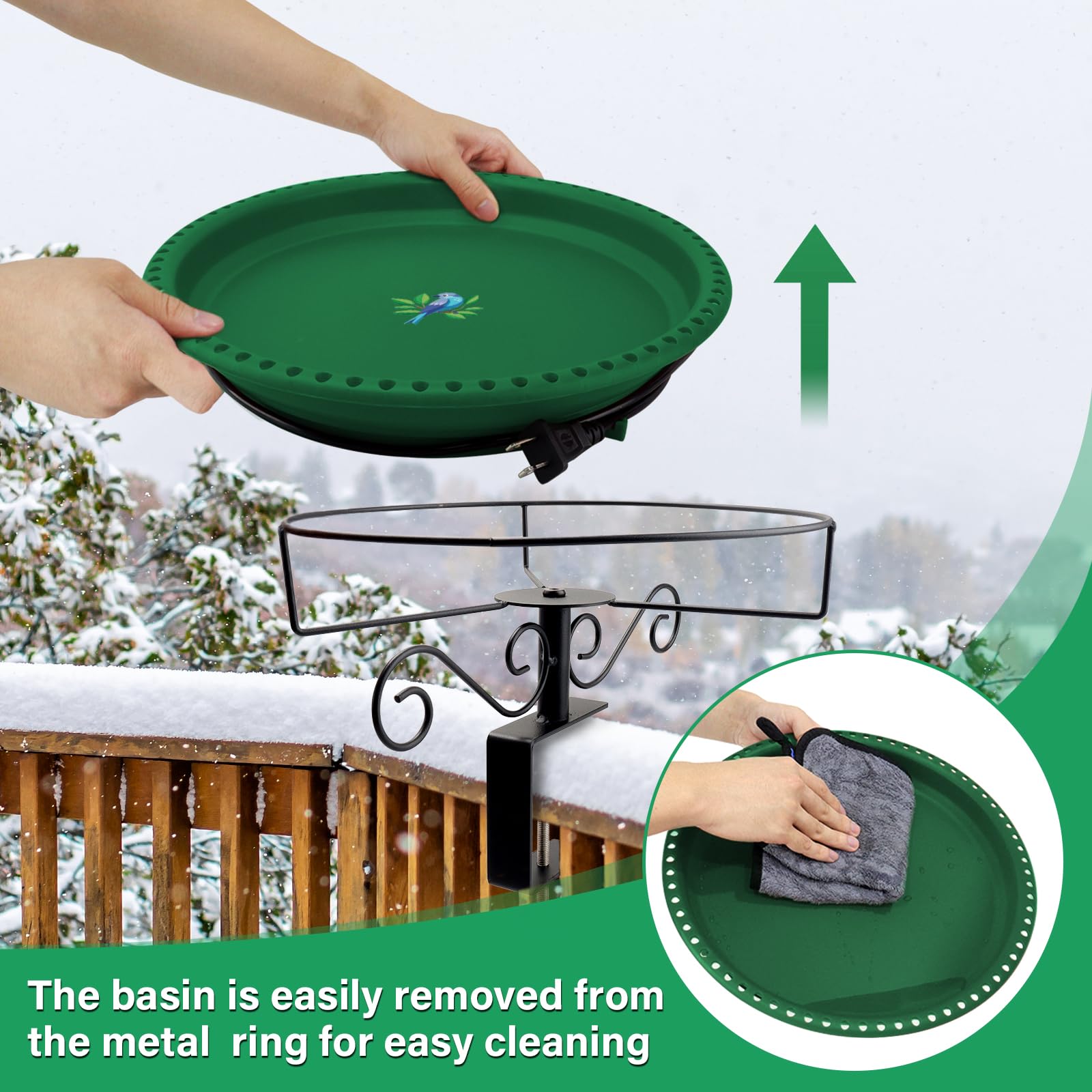 Lovppy bird bath edge holes help birds grip safely