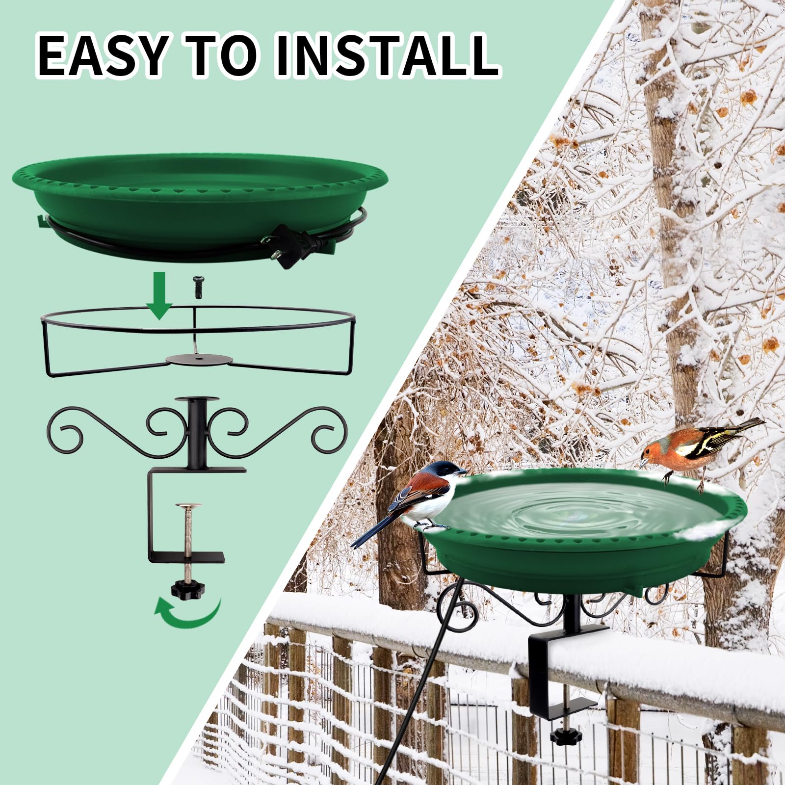 Lovppy green outdoor bath enhances yard birdwatching in winter