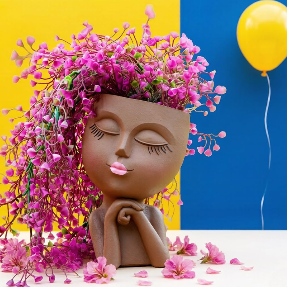 LovTocTic Face Flower Pot Head Planter front view, ideal for stylish indoor plant displays