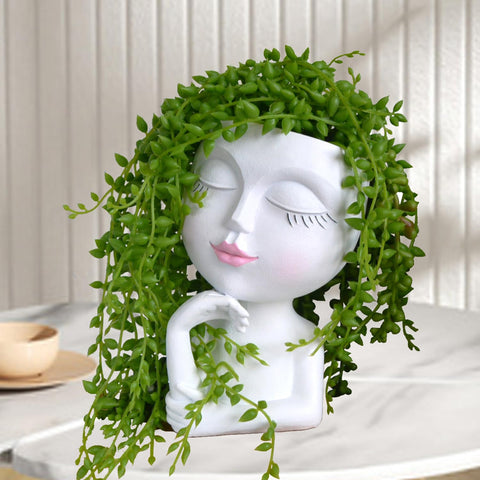 LovTocTic face planter smiling white vase for indoor decor with plant-friendly design.