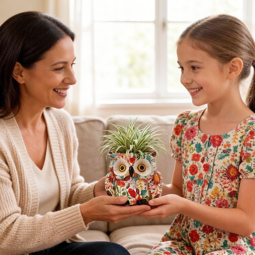 LovTocTic Owl Planter ships without plants to personalize your setup.