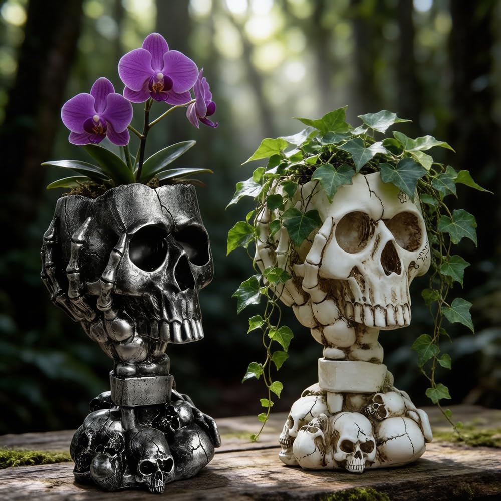 LovTocTic gothic home decor skull planter for unique rooms