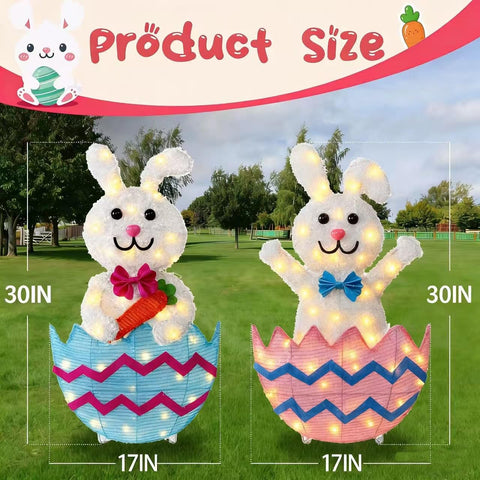 LOVTILAK bunnies holding carrot offer a playful centerpiece for porches and gardens
