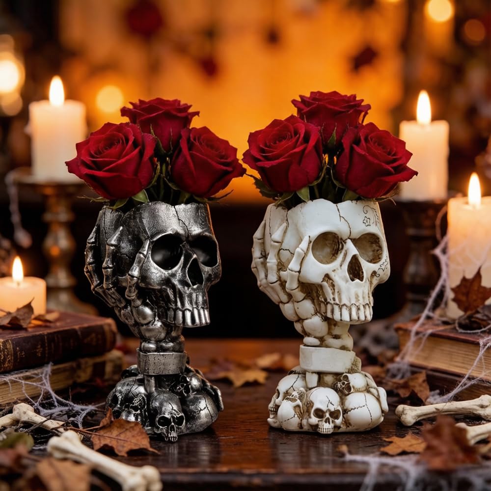 LovTocTic skull planter size reference for compact indoor placement.