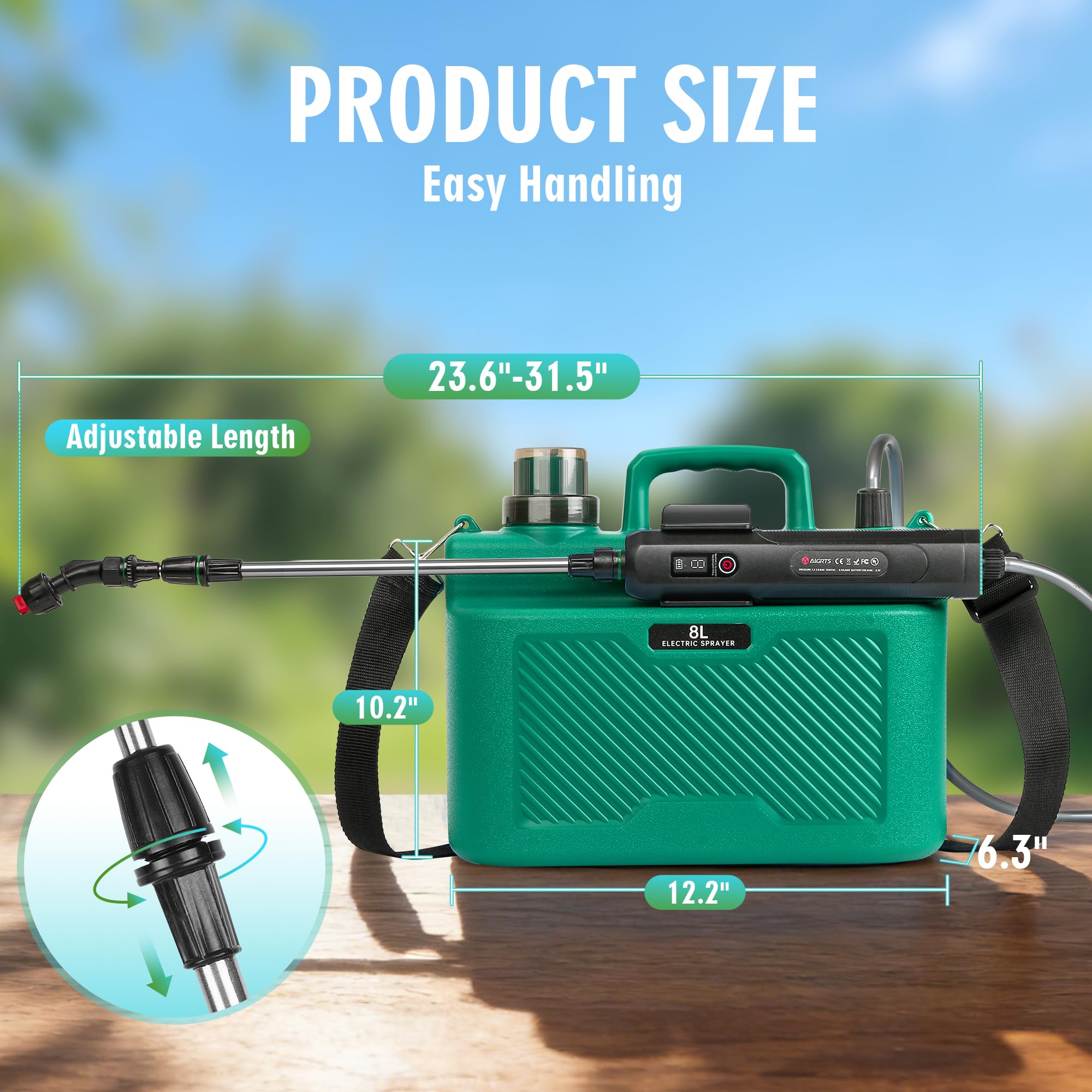 Lovydro extendable stainless steel wand reaches tall foliage and hard-to-reach areas.