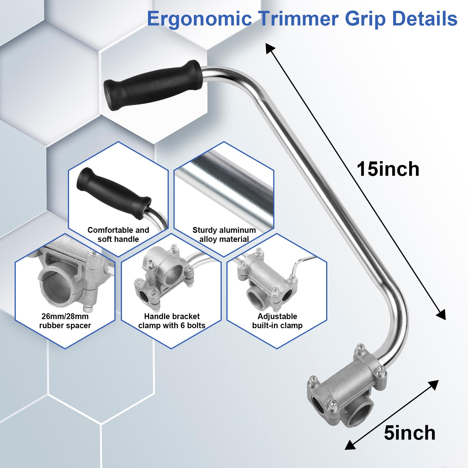 LOVYNO trimmer handle bracket clamp in silver for secure installation.