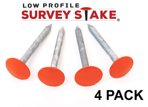 Low Profile Survey Stake ground flush installation allows mowing and activity without obstruction.