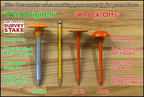 Low Profile Survey Stake install-friendly design remains easily located by surveyors.