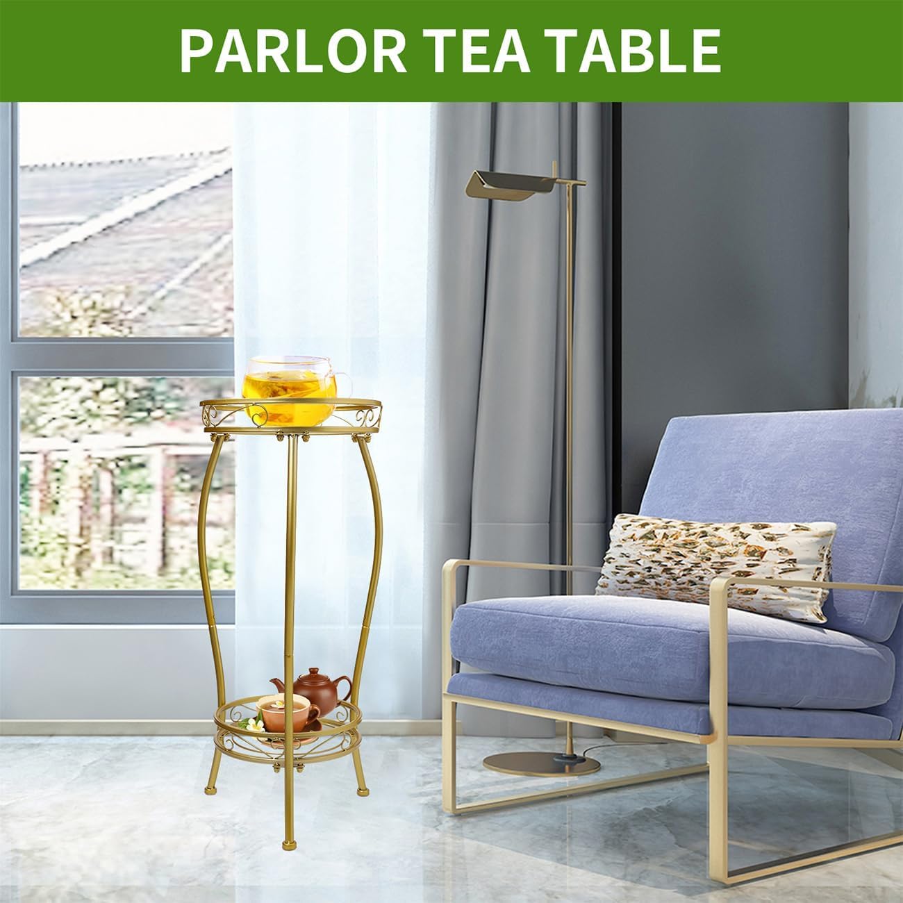 LOYAL TIGER Plant Stand golden finish adds contemporary charm.