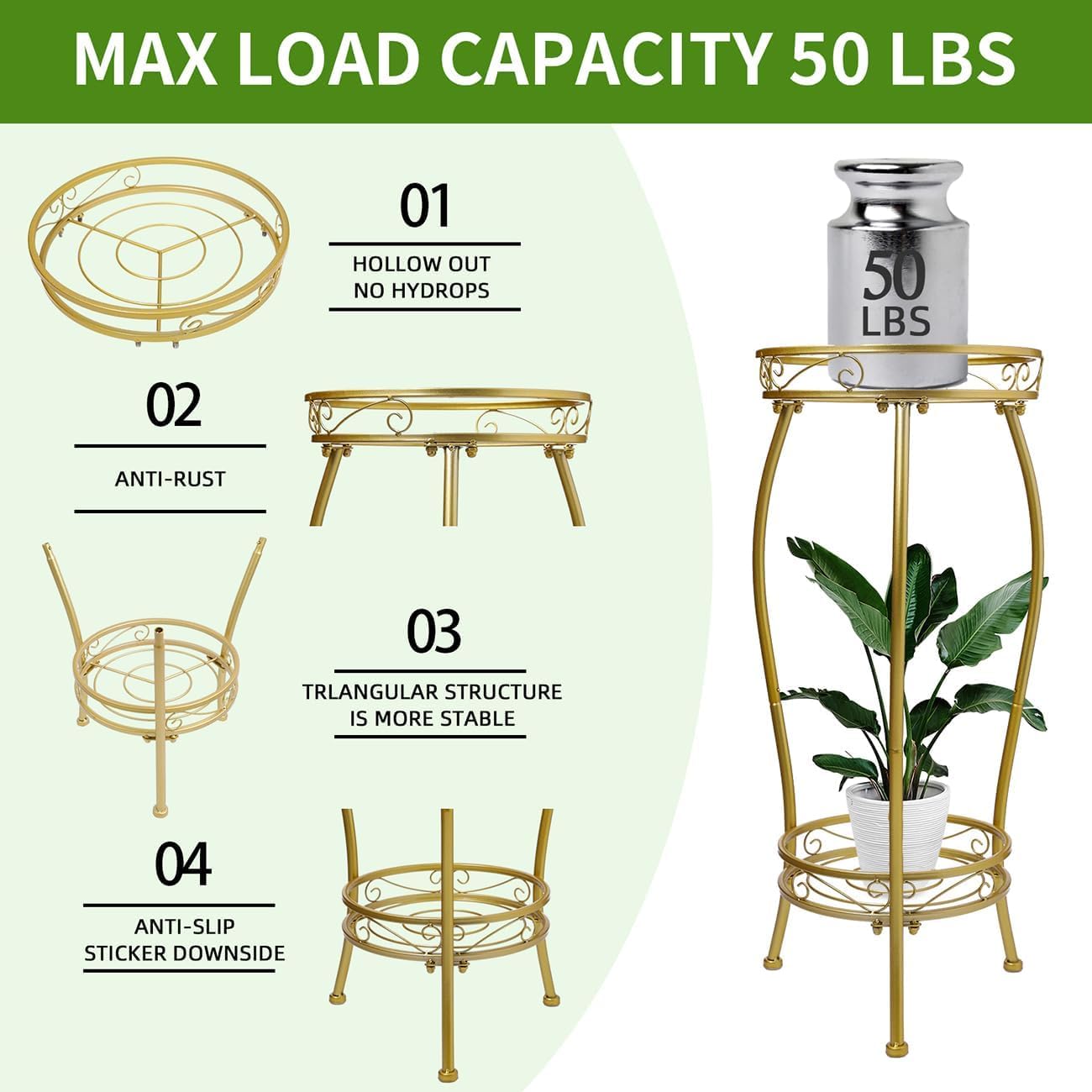 LOYAL TIGER Plant Stand rustproof finish protecting pots year-round.