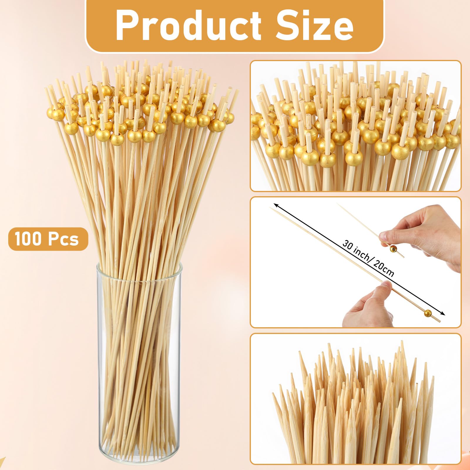 LOYIM 12 inch bamboo skewers provide sturdy support for fruit and cheese bites.